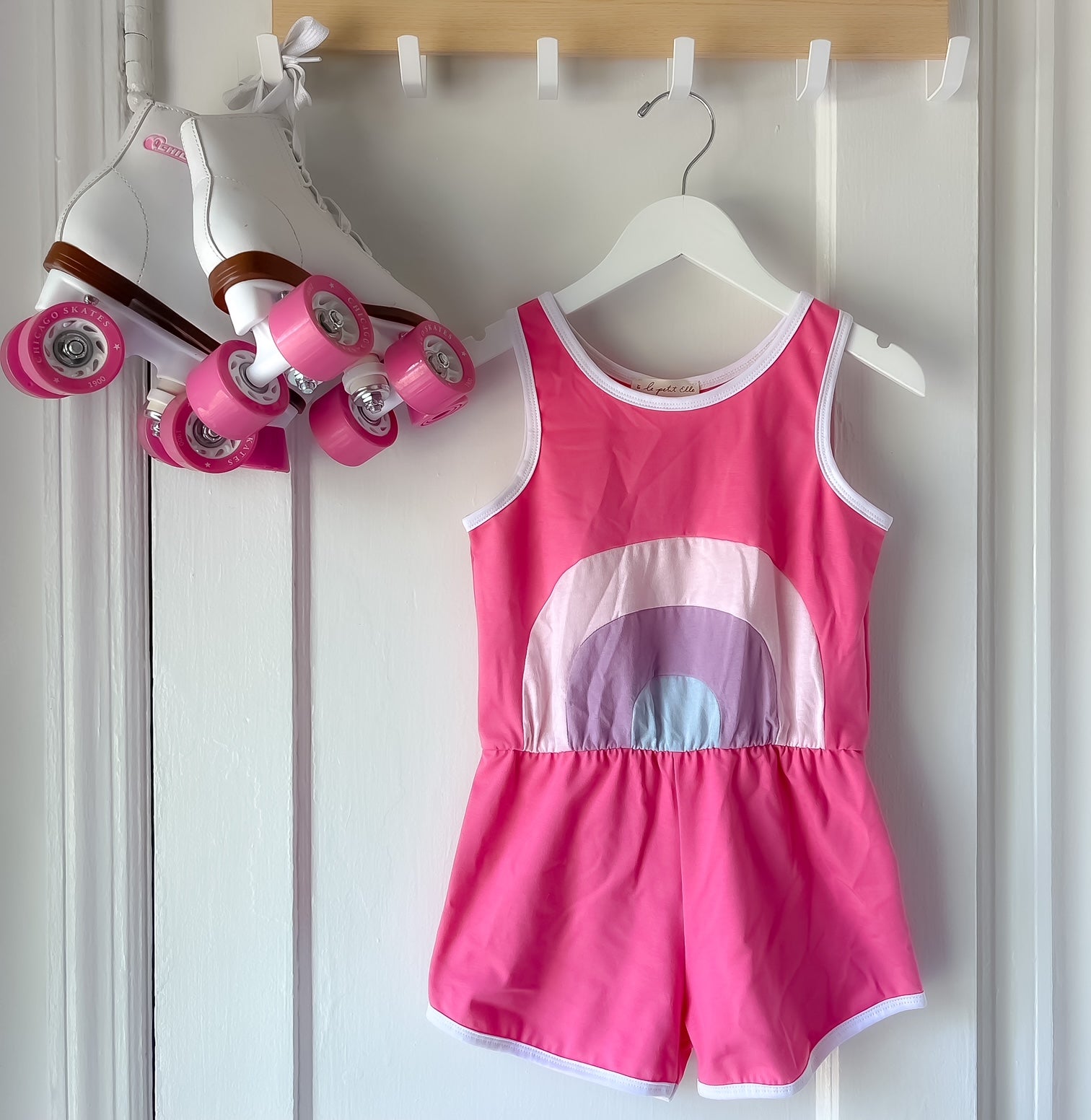 Le Petit Elle Rainbow Romper - Hot Pink