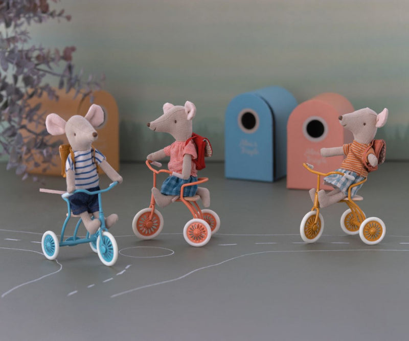 Maileg Tricycle mouse, Big Sister W/Bag - Rose(Ships In 1 Week)