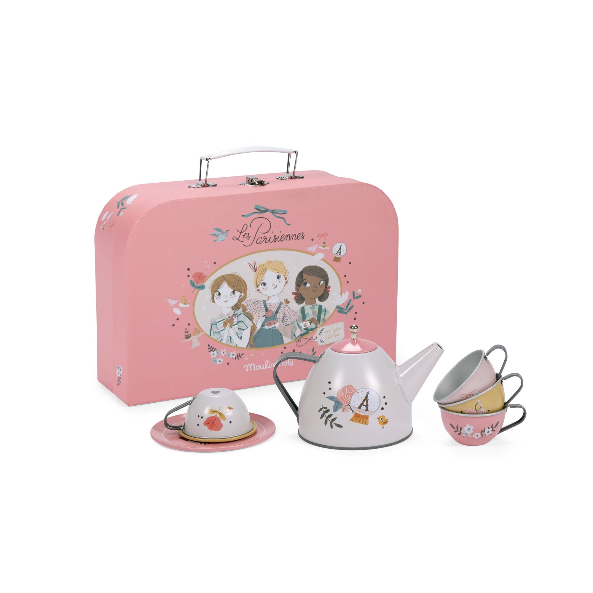 Moulin Roty Suitcase - New Tea Party Metal Set The Parisiennes